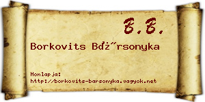 Borkovits Bársonyka névjegykártya